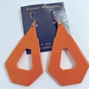Vintage Bakelite orange 🍊 triangle new old stock earrings